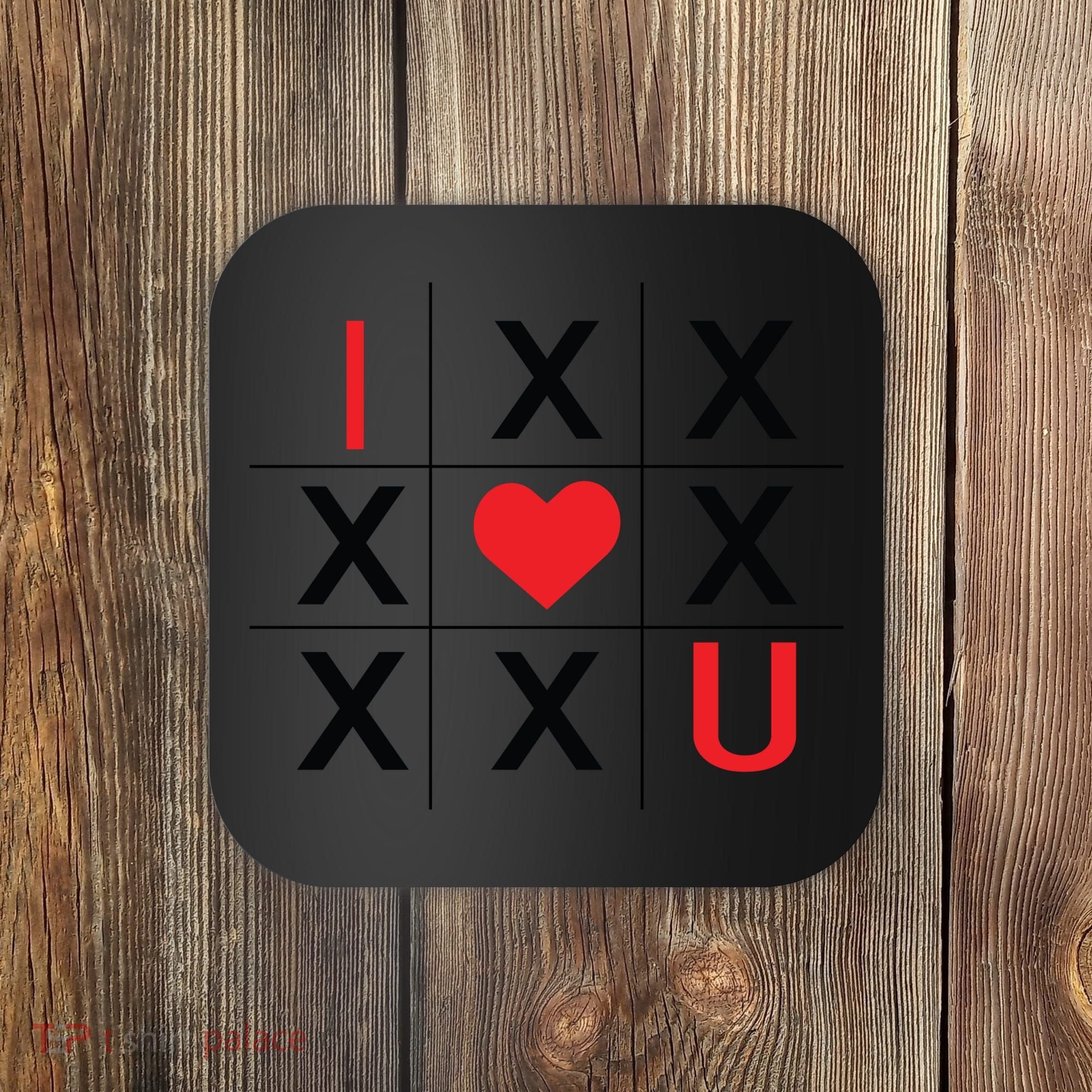 I Love You Tic Tac Toe Cute Valentines Day Coaster