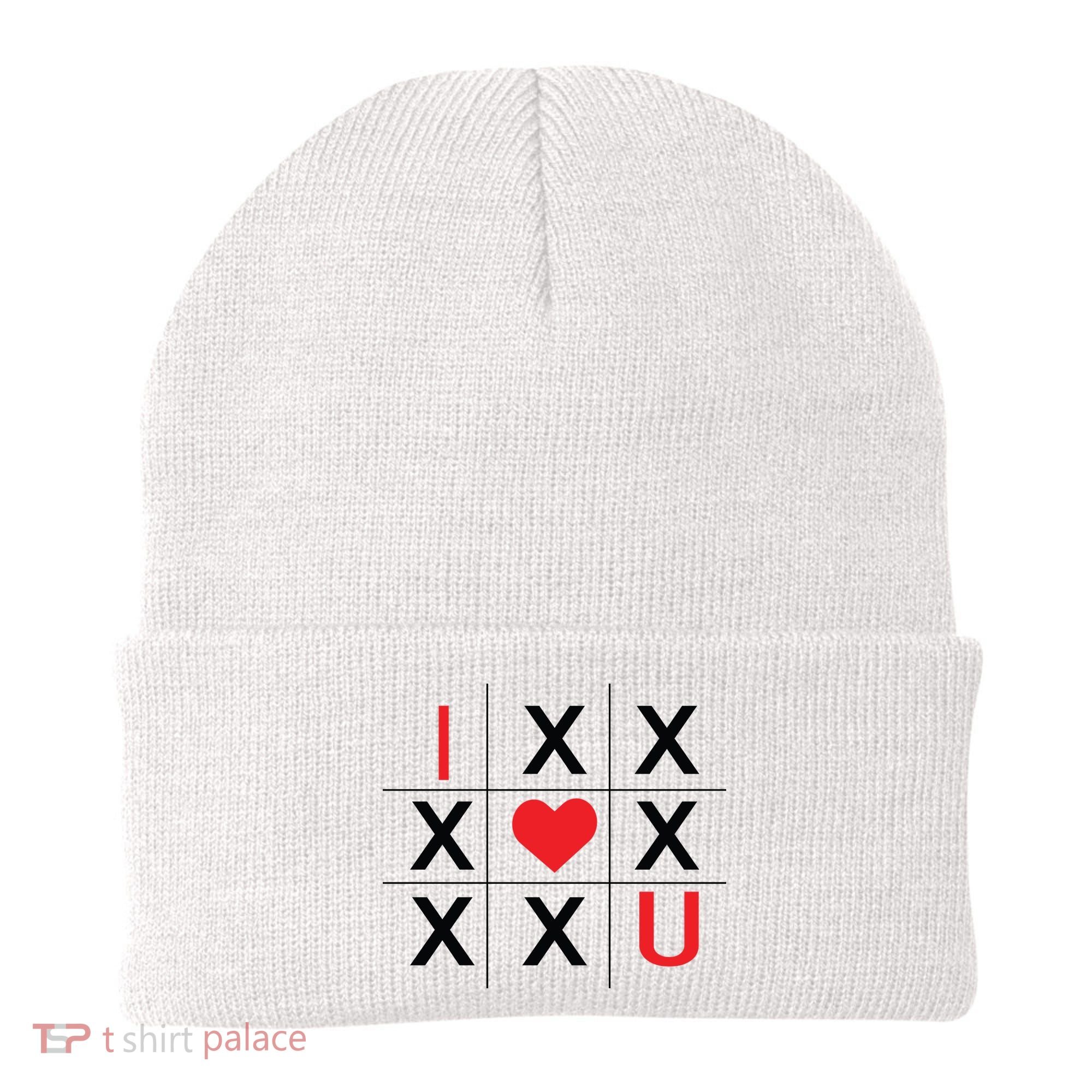 I Love You Tic Tac Toe Cute Valentines Day Beanie