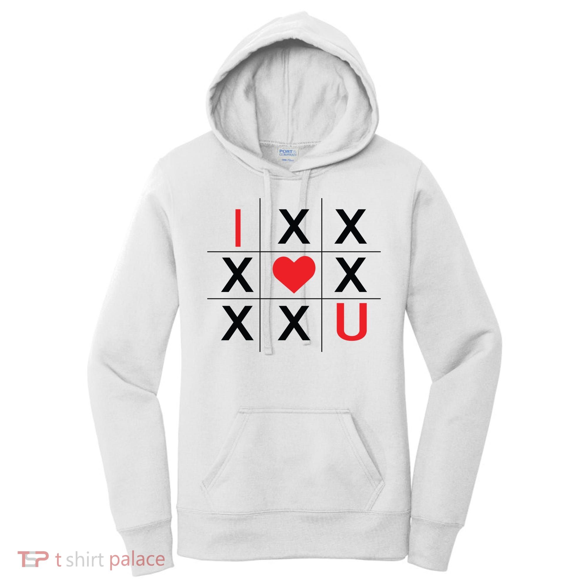 I Love You Tic Tac Toe Cute Valentines Day Women's Hoodie