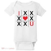I Love You Tic Tac Toe Cute Valentines Day Baby Bodysuit thumb 0