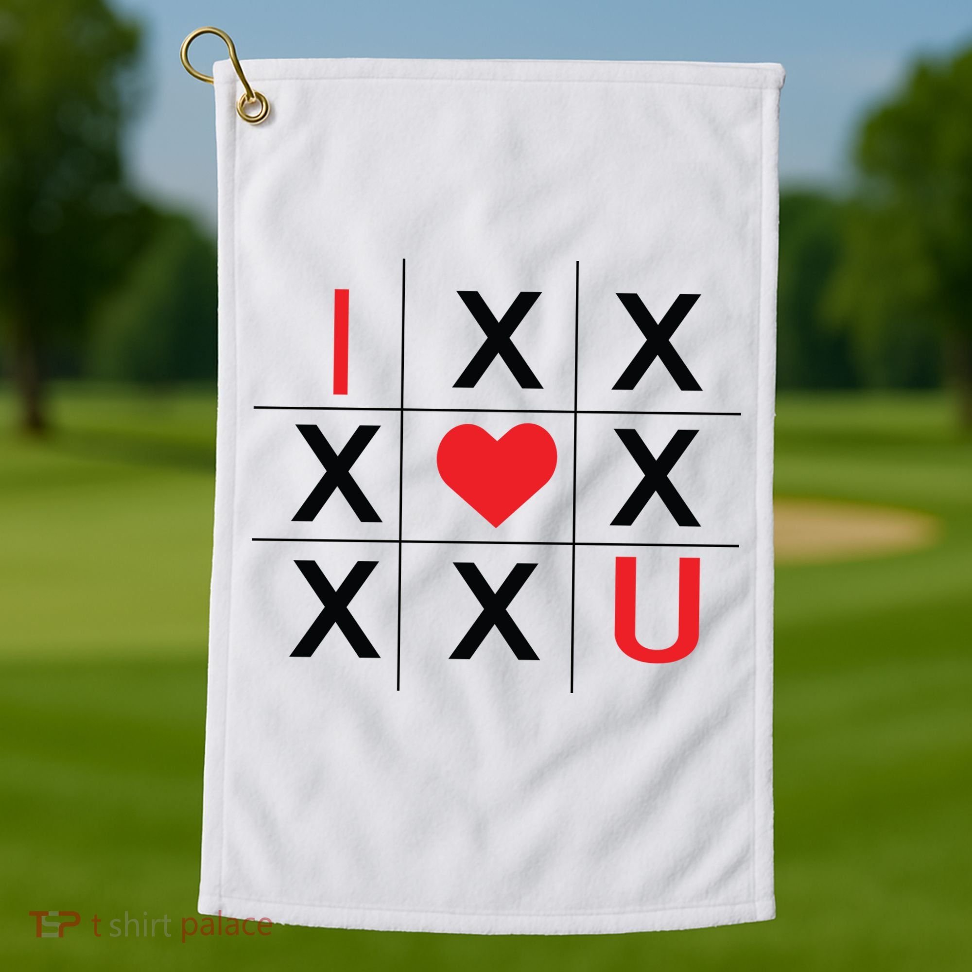 I Love You Tic Tac Toe Cute Valentines Day Golf Towel