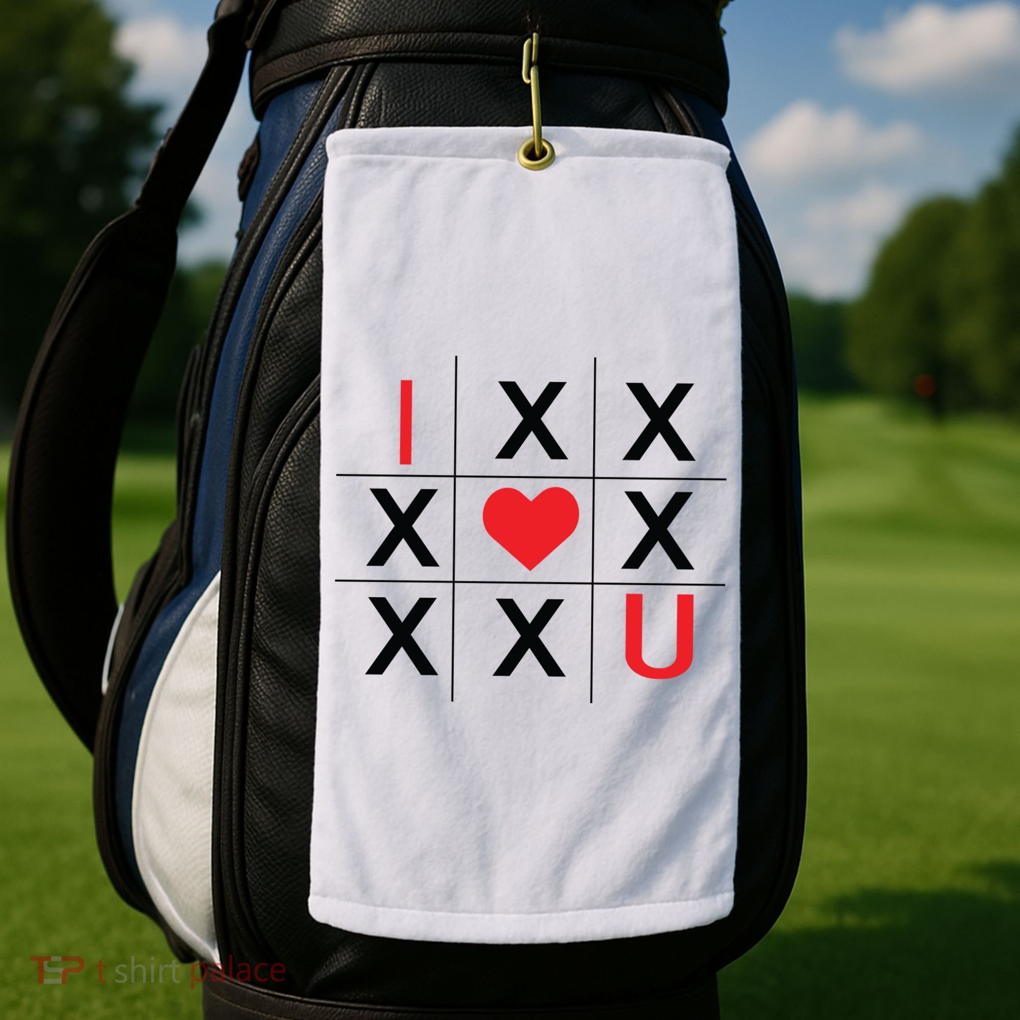 I Love You Tic Tac Toe Cute Valentines Day Golf Towel