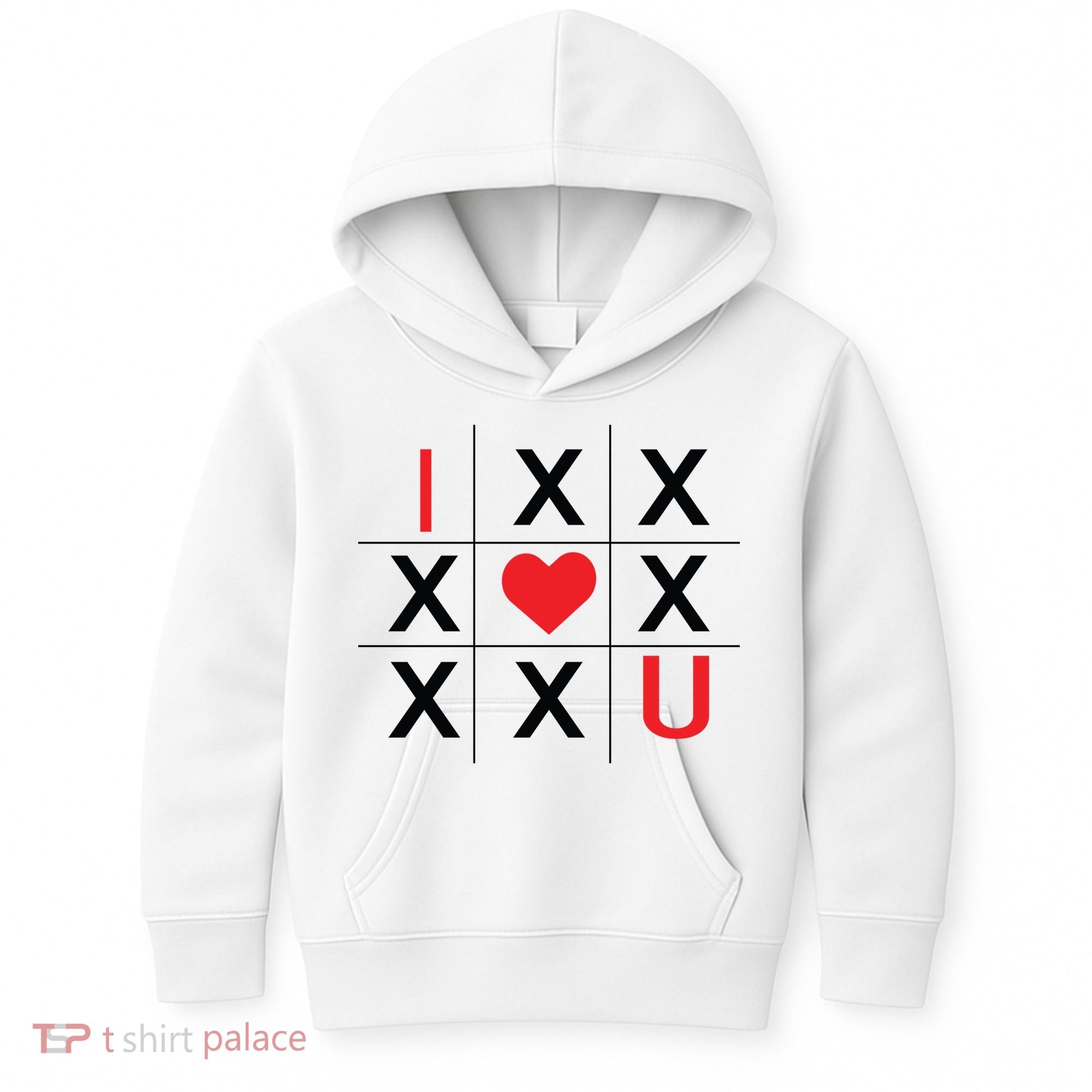 I Love You Tic Tac Toe Cute Valentines Day Kids Hoodie