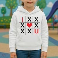 I Love You Tic Tac Toe Cute Valentines Day Kids Hoodie thumb 3