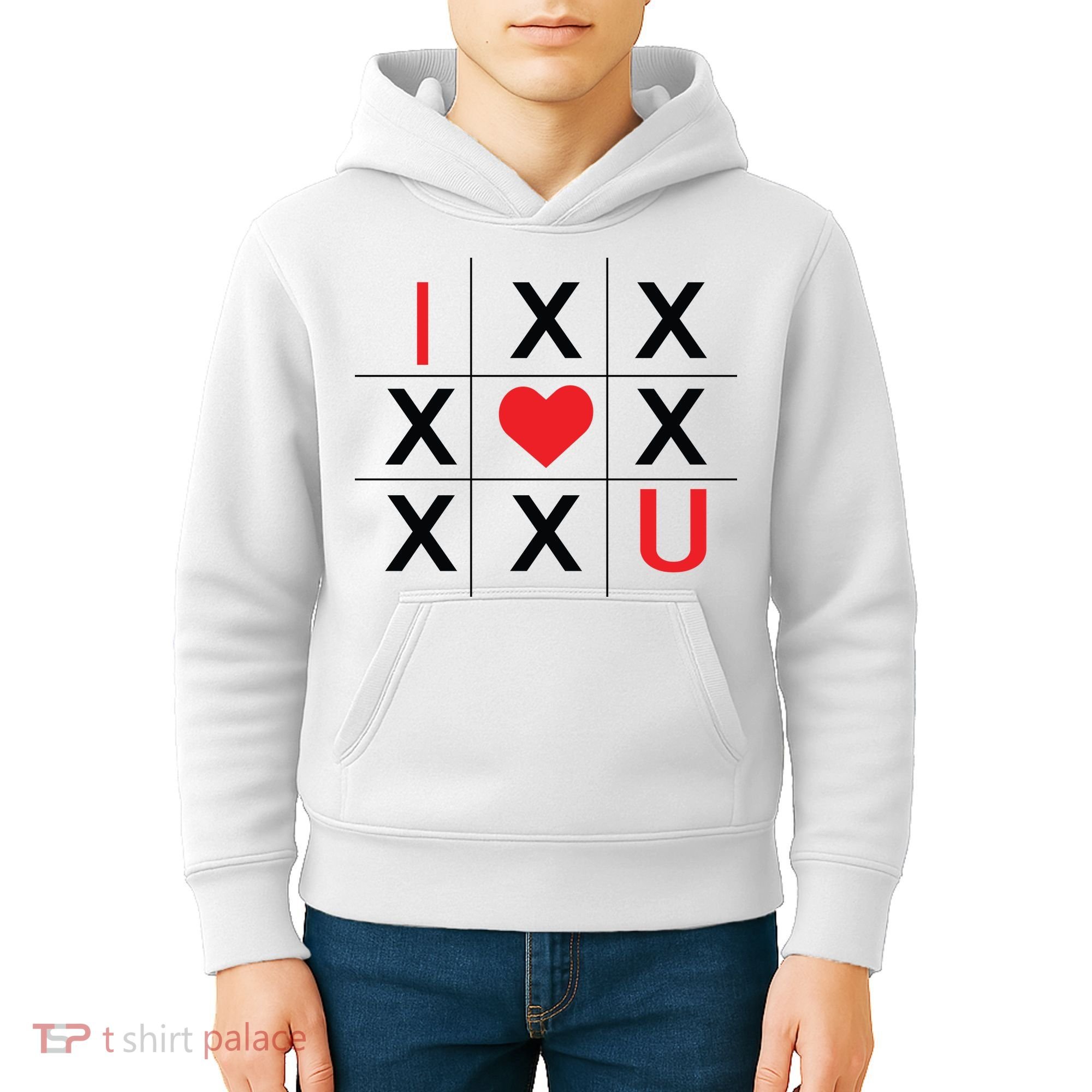I Love You Tic Tac Toe Cute Valentines Day Kids Hoodie