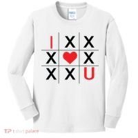 I Love You Tic Tac Toe Cute Valentines Day Kids Long Sleeve Shirt thumb 0