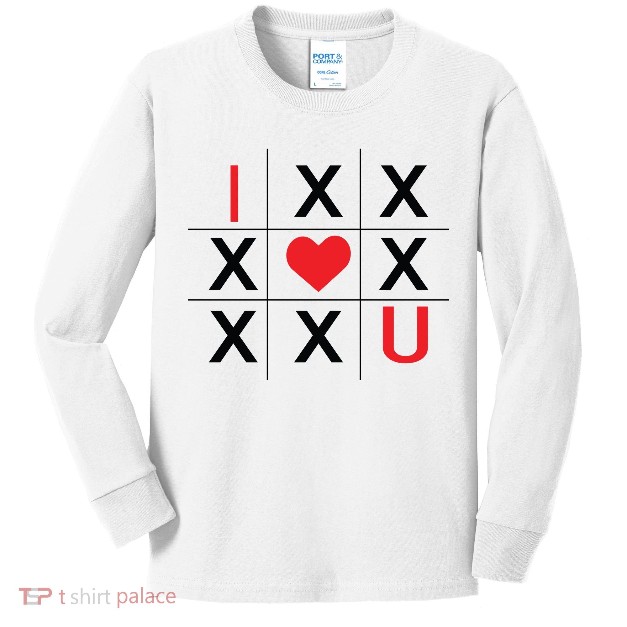 I Love You Tic Tac Toe Cute Valentines Day Kids Long Sleeve Shirt