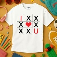 I Love You Tic Tac Toe Cute Valentines Day Kids T-Shirt thumb 3
