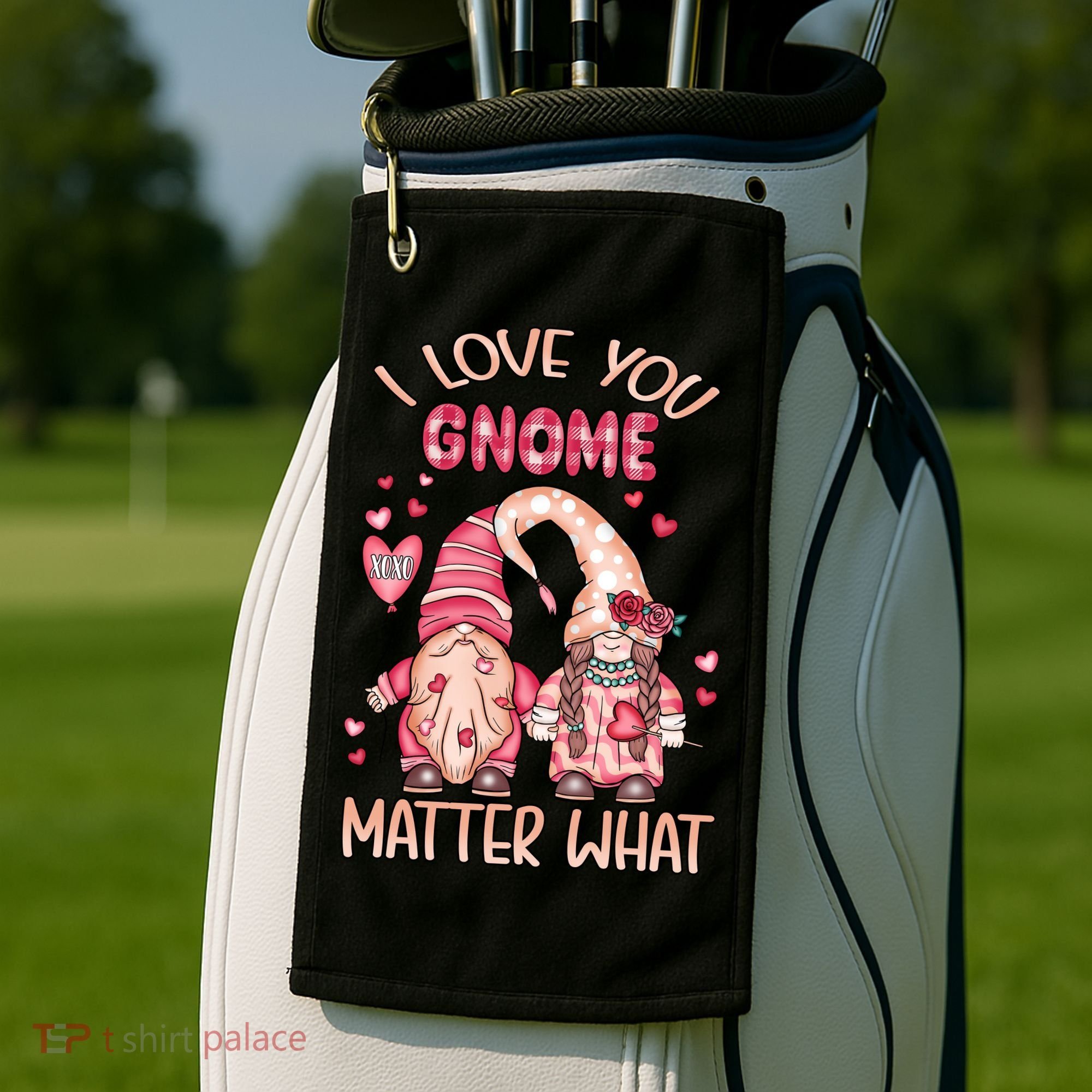I Love You Gnome Valentines Gift For Valentine Day Golf Towel