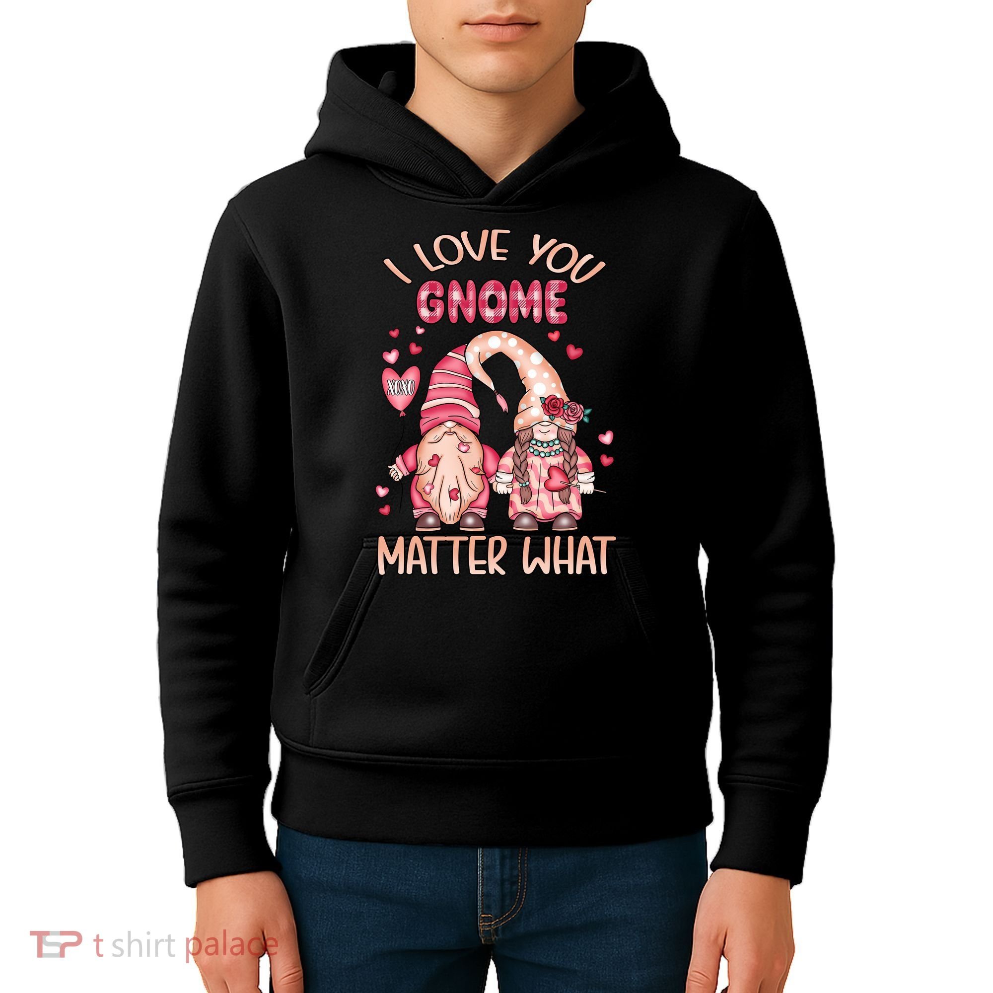I Love You Gnome Valentines Gift For Valentine Day Kids Hoodie