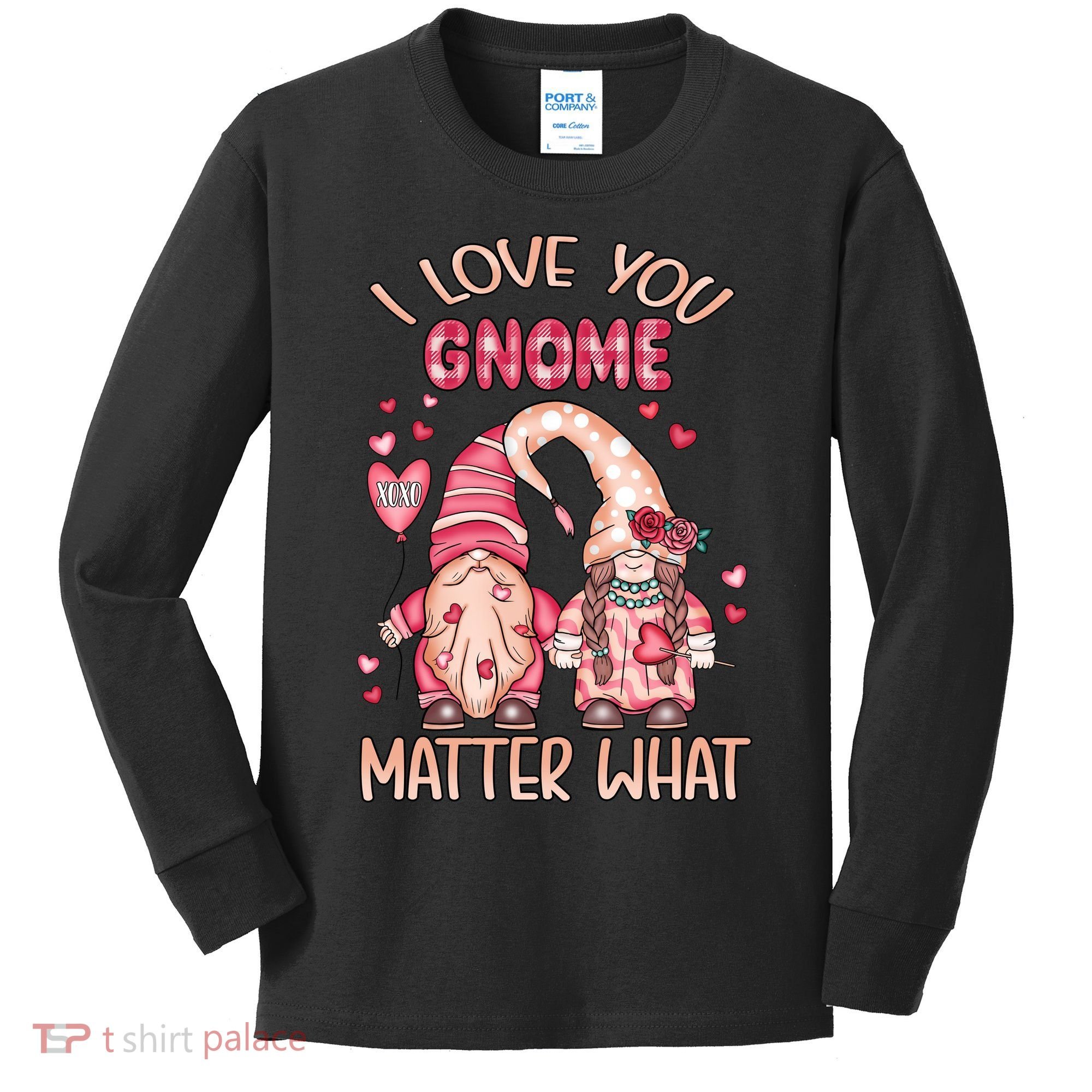I Love You Gnome Valentines Gift For Valentine Day Kids Long Sleeve Shirt