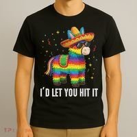 I'd Let You Hit It Funny Piñata Sombrero Rainbow Fiesta T-Shirt thumb 3