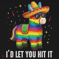 I'd Let You Hit It Funny Piñata Sombrero Rainbow Fiesta Coaster thumb 2