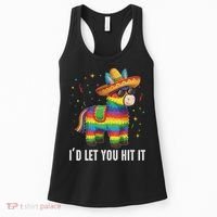 I'd Let You Hit It Funny Piñata Sombrero Rainbow Fiesta Women's Tank Top thumb 0