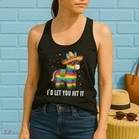 I'd Let You Hit It Funny Piñata Sombrero Rainbow Fiesta Women's Tank Top thumb 2
