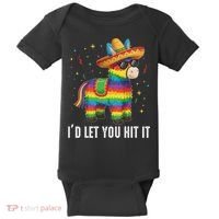 I'd Let You Hit It Funny Piñata Sombrero Rainbow Fiesta Baby Bodysuit thumb 0