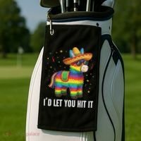 I'd Let You Hit It Funny Piñata Sombrero Rainbow Fiesta Golf Towel thumb 2