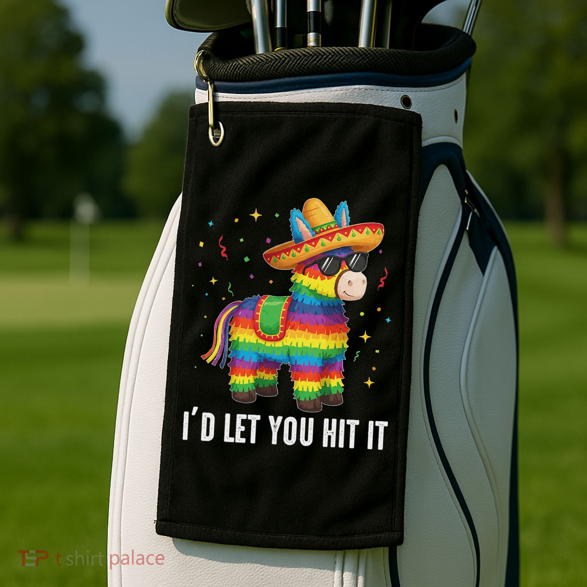 I'd Let You Hit It Funny Piñata Sombrero Rainbow Fiesta Golf Towel