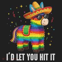I'd Let You Hit It Funny Piñata Sombrero Rainbow Fiesta Golf Towel thumb 3