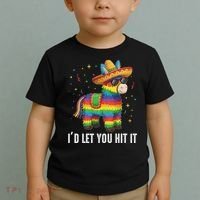 I'd Let You Hit It Funny Piñata Sombrero Rainbow Fiesta Toddler T-Shirt thumb 2