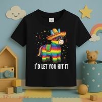 I'd Let You Hit It Funny Piñata Sombrero Rainbow Fiesta Toddler T-Shirt thumb 3