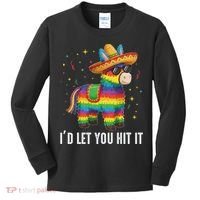 I'd Let You Hit It Funny Piñata Sombrero Rainbow Fiesta Kids Long Sleeve Shirt thumb 0