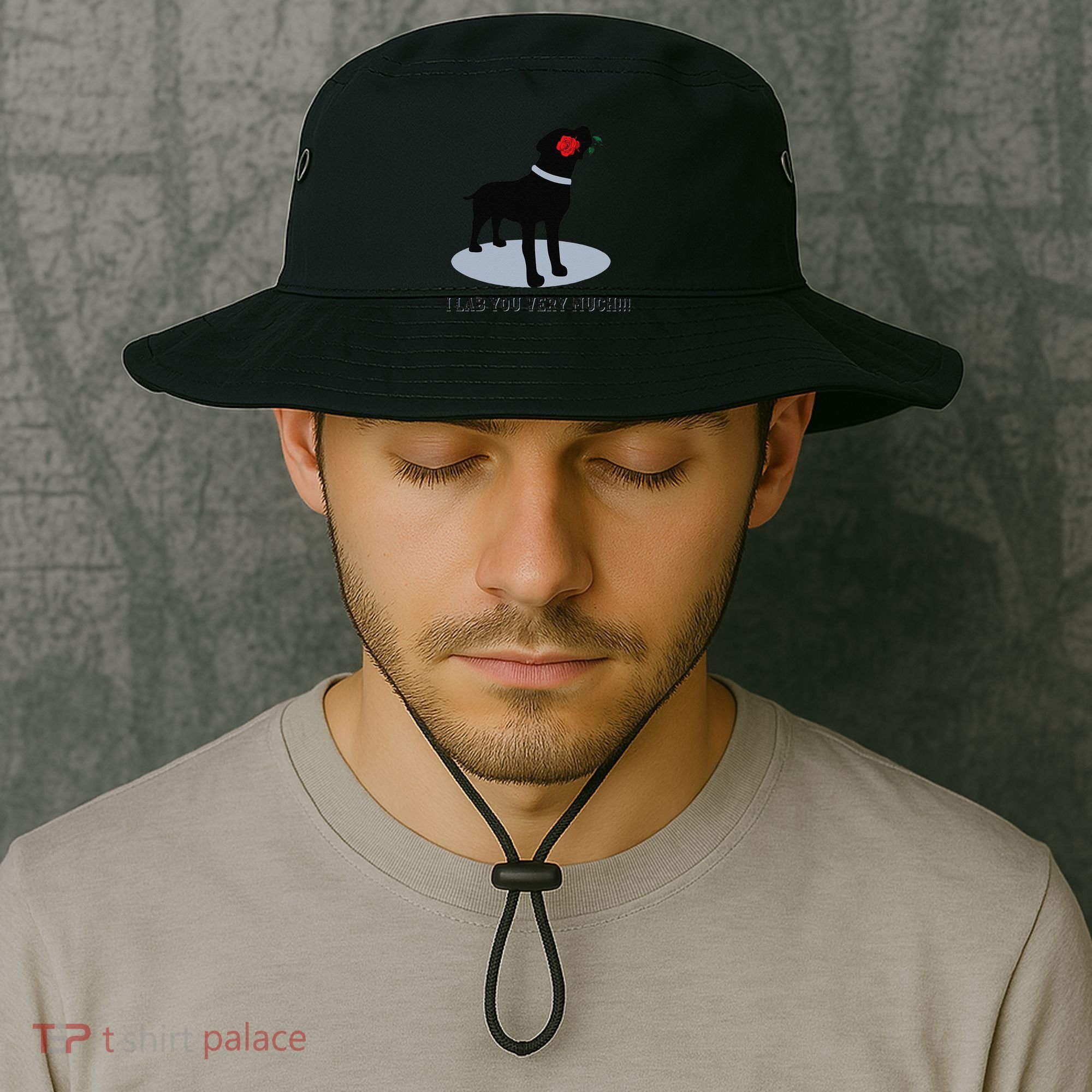 'I Lab You Very Much' Valentine's Day Black Labrador Bucket Hat