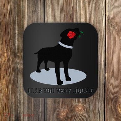 'I Lab You Very Much' Valentine's Day Black Labrador Coaster