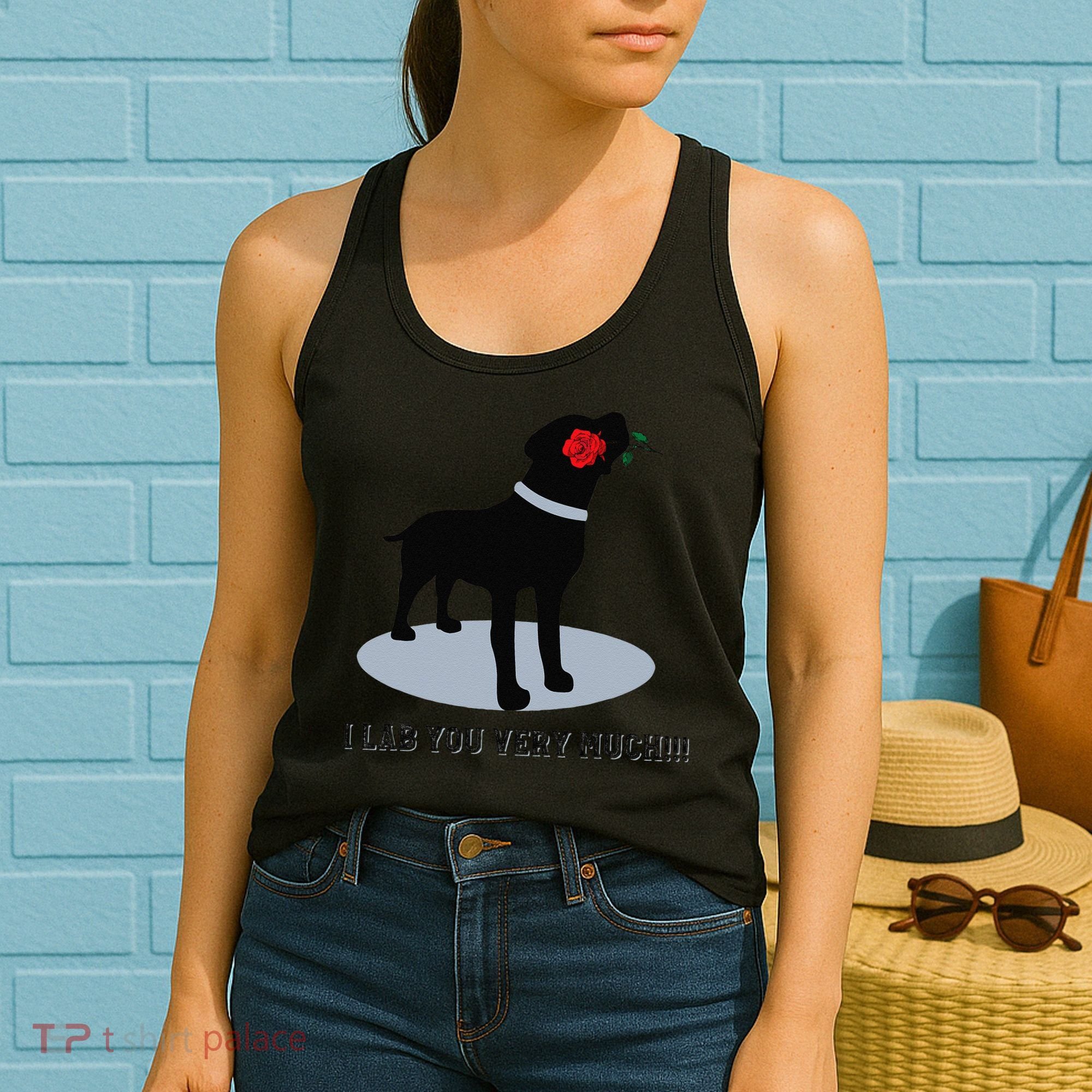 'I Lab You Very Much' Valentine's Day Black Labrador Women's Tank Top