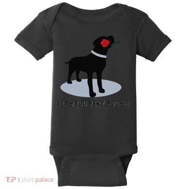 'I Lab You Very Much' Valentine's Day Black Labrador Baby Bodysuit