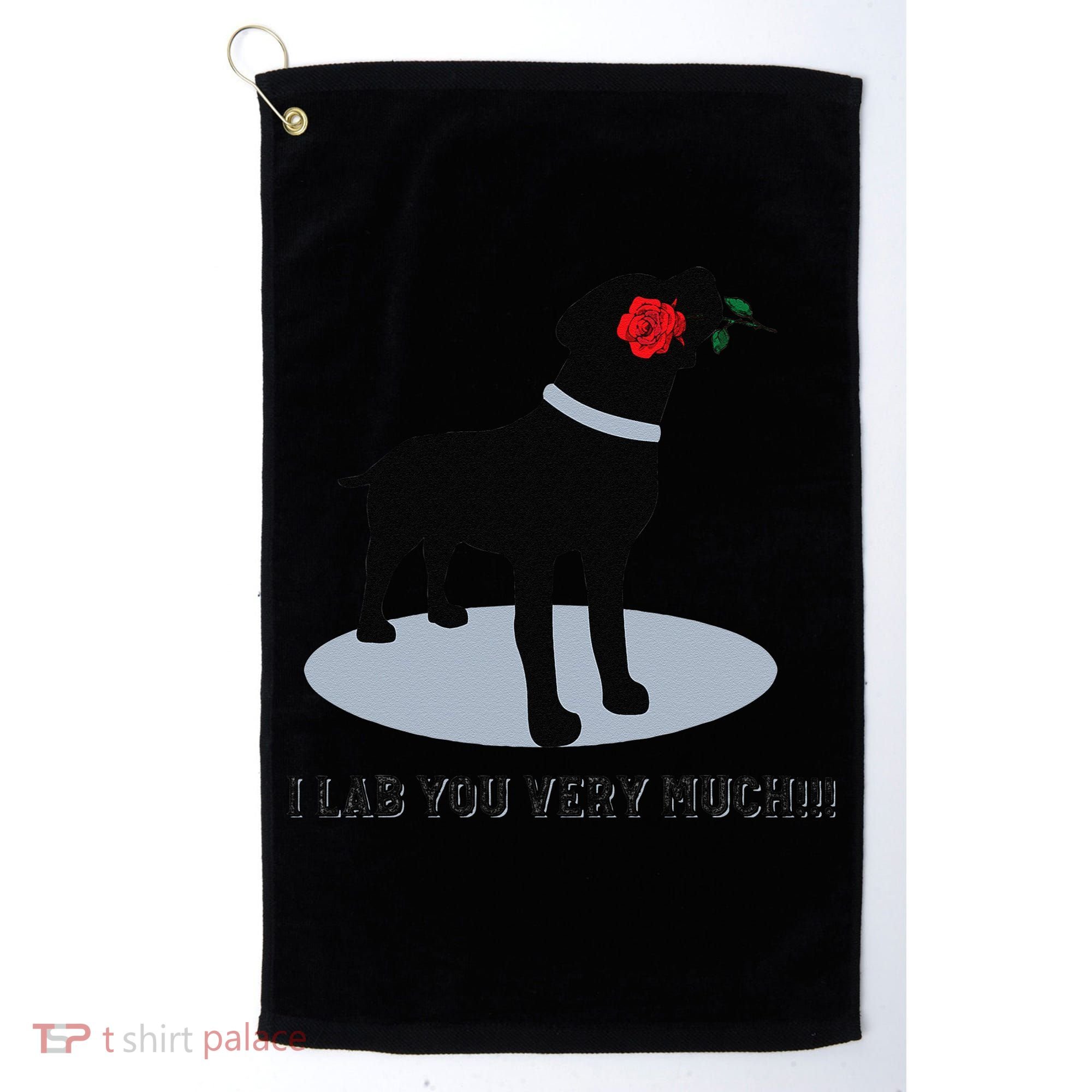 'I Lab You Very Much' Valentine's Day Black Labrador Golf Towel