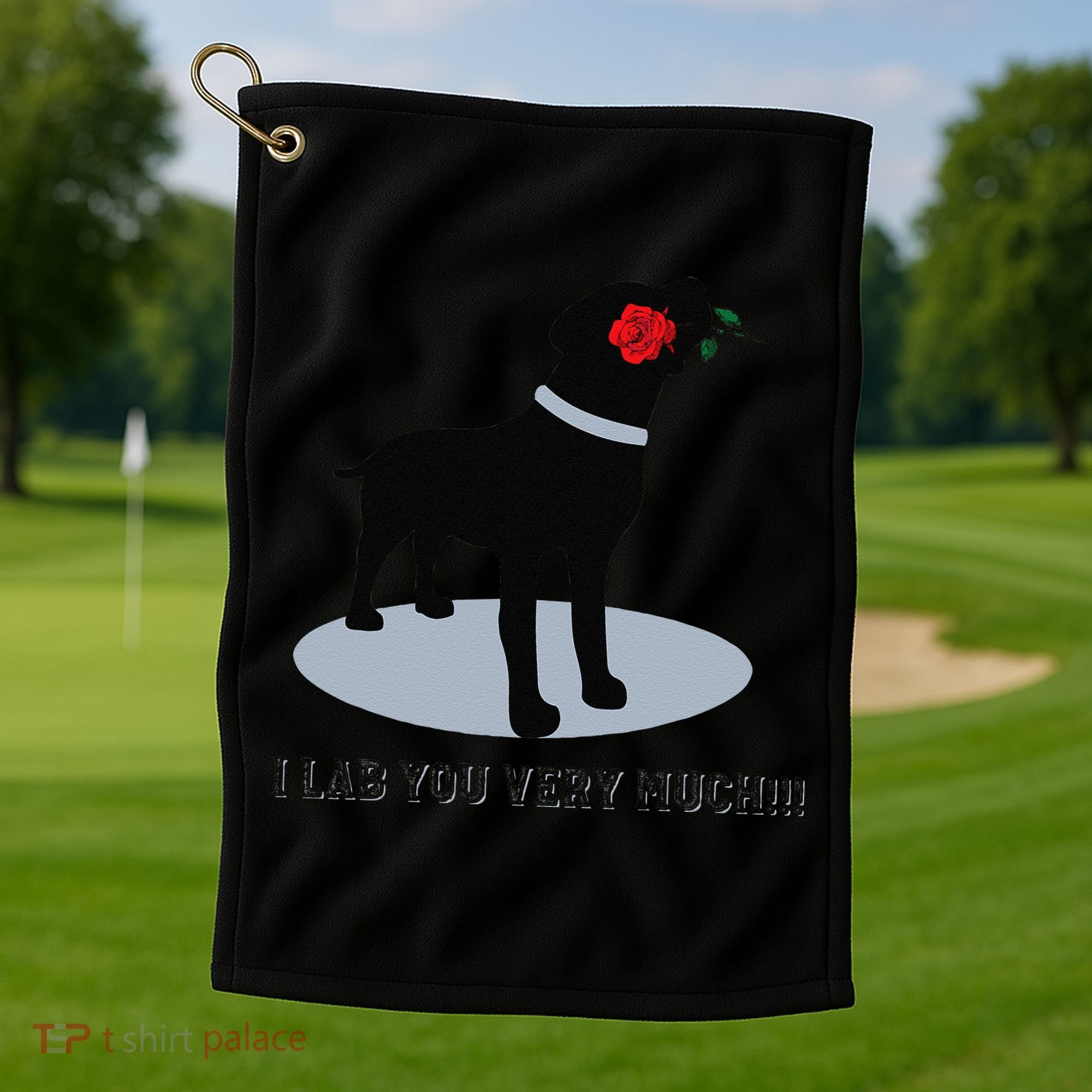 'I Lab You Very Much' Valentine's Day Black Labrador Golf Towel