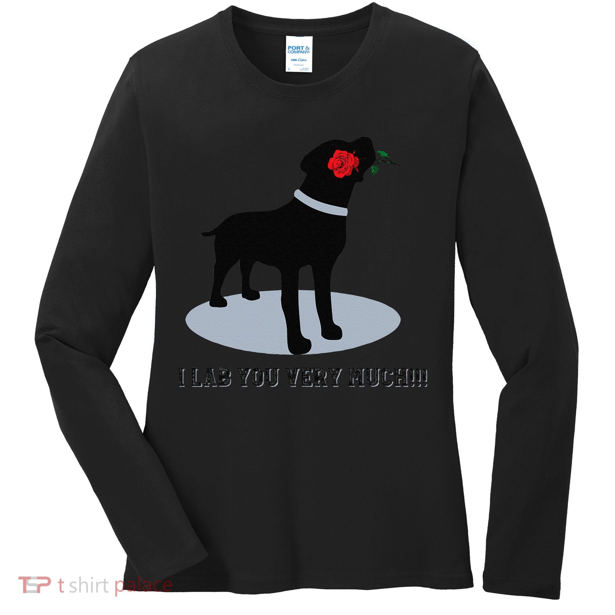 'I Lab You Very Much' Valentine's Day Black Labrador Women's Long Sleeve Shirt