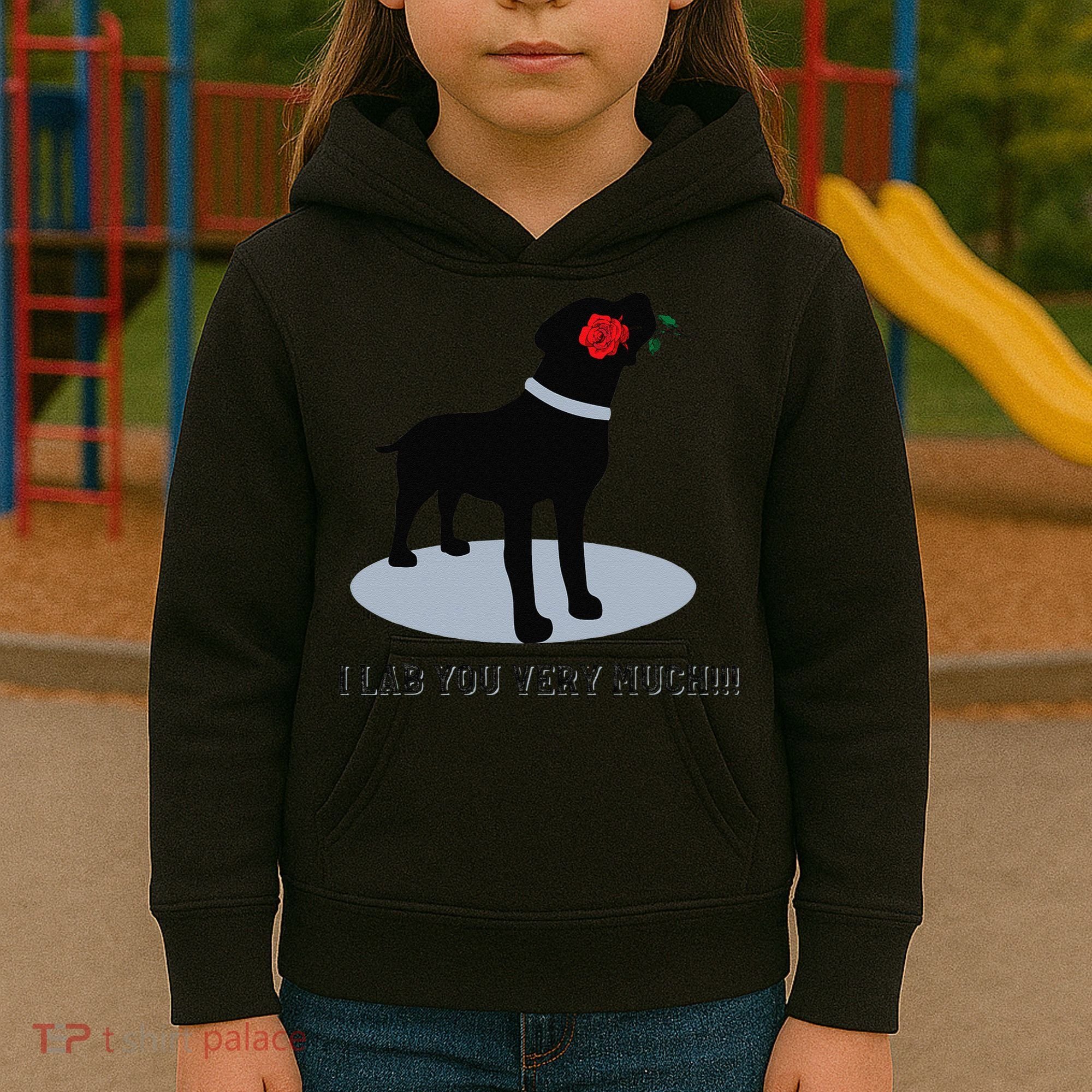 'I Lab You Very Much' Valentine's Day Black Labrador Kids Hoodie