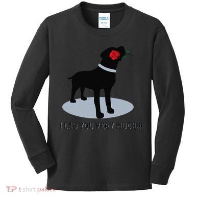 'I Lab You Very Much' Valentine's Day Black Labrador Kids Long Sleeve Shirt