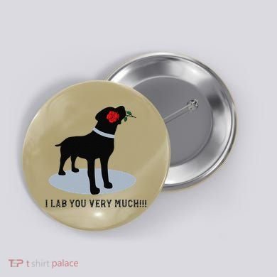 'I Lab You Very Much' Valentine's Day Black Labrador Button