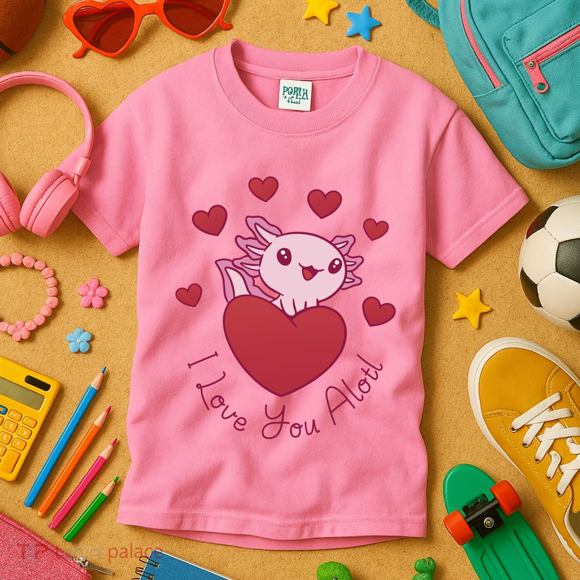I Love You Alotl Valentines Day Kids T-Shirt