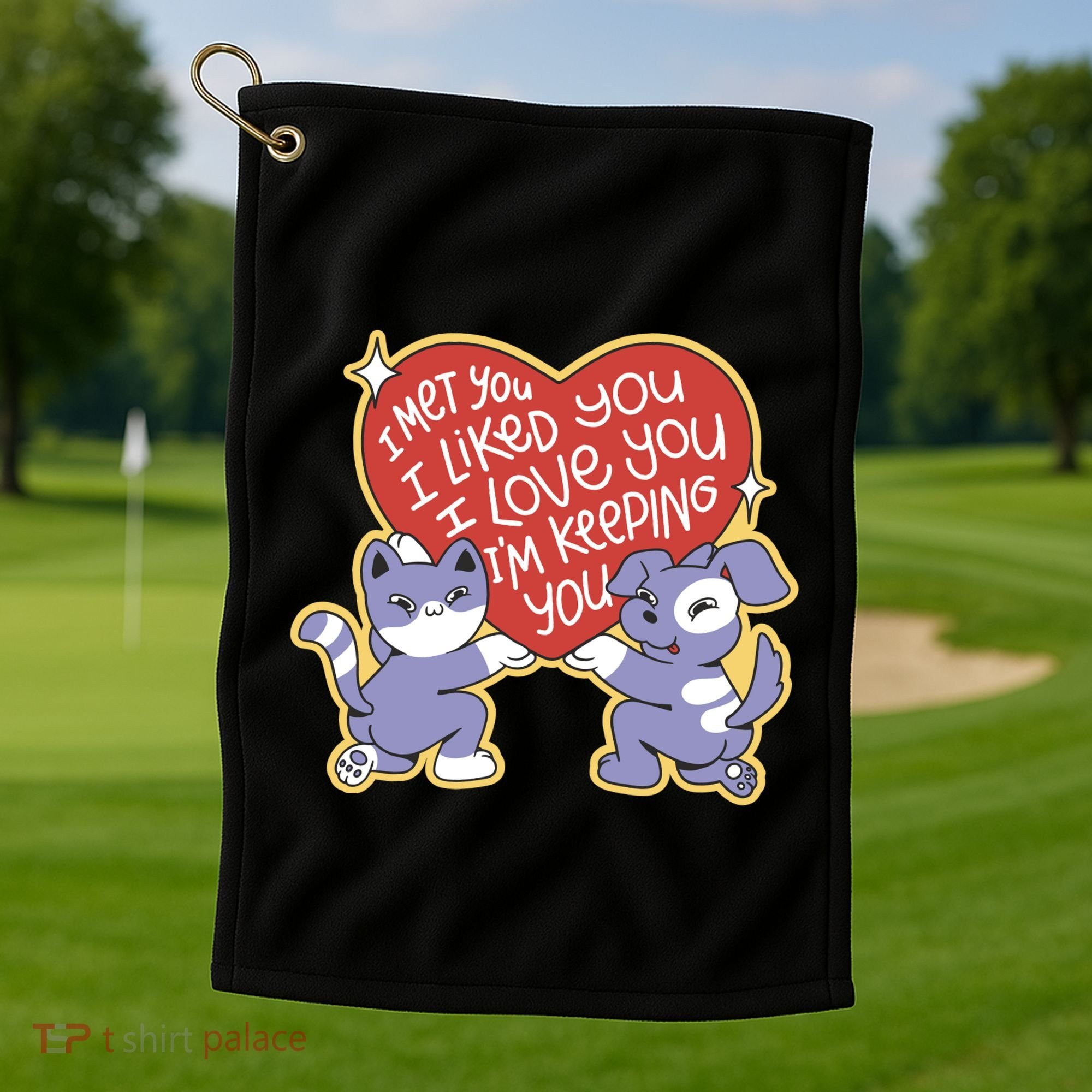 I Love You Heart Quote Cute Gift Golf Towel