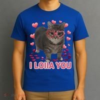 I Love You Oiia Cat Funny Spinning Cat Valentines Day Gift T-Shirt thumb 3