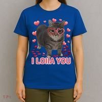 I Love You Oiia Cat Funny Spinning Cat Valentines Day Gift T-Shirt thumb 4