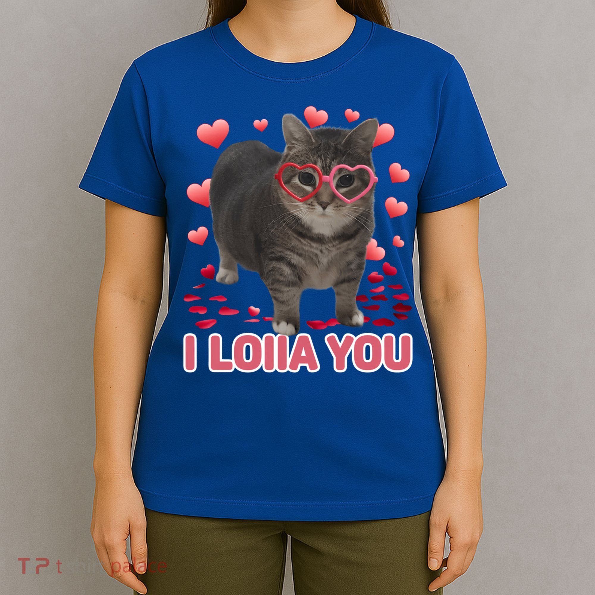 I Love You Oiia Cat Funny Spinning Cat Valentines Day Gift T-Shirt