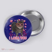 I Love You Oiia Cat Funny Spinning Cat Valentines Day Gift Button thumb 0