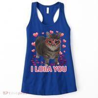 I Love You Oiia Cat Funny Spinning Cat Valentines Day Gift Women's Tank Top thumb 0