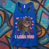 I Love You Oiia Cat Funny Spinning Cat Valentines Day Gift Women's Tank Top thumb 3