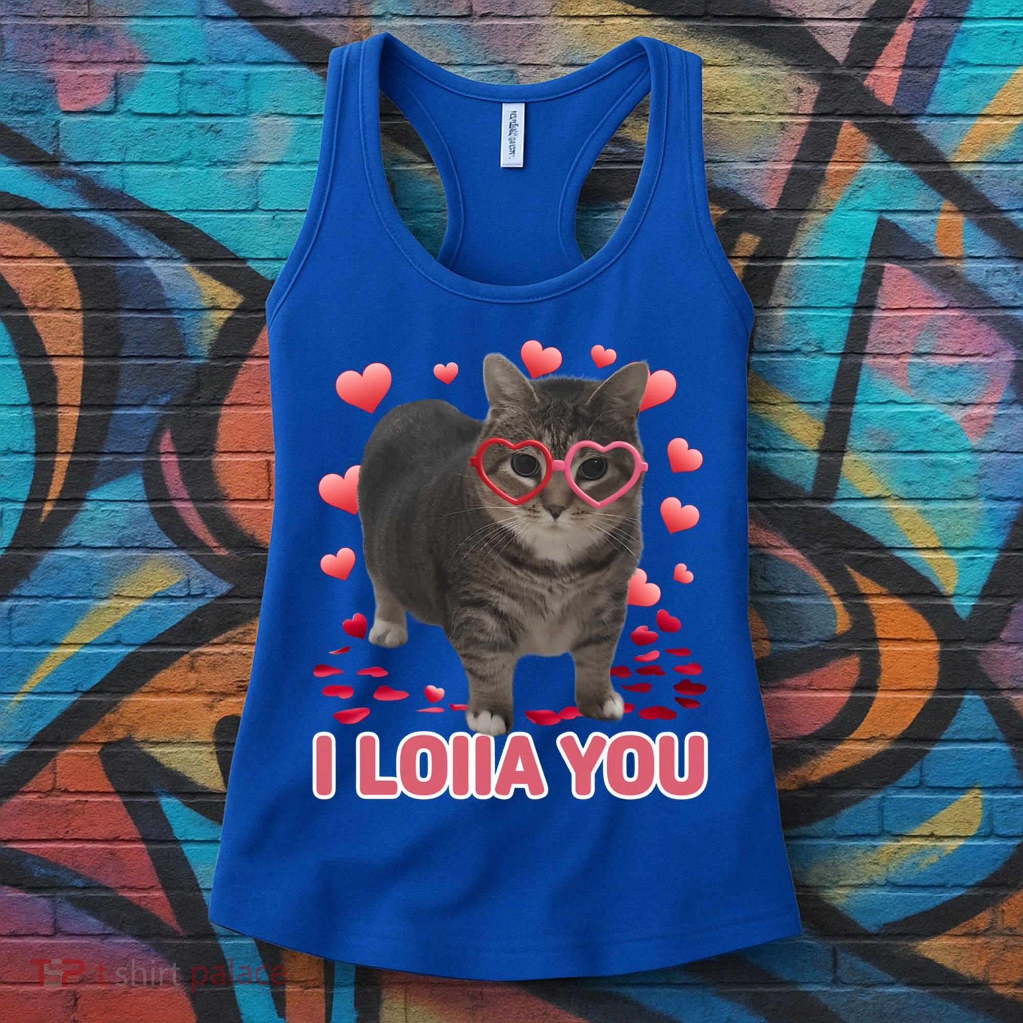 I Love You Oiia Cat Funny Spinning Cat Valentines Day Gift Women's Tank Top