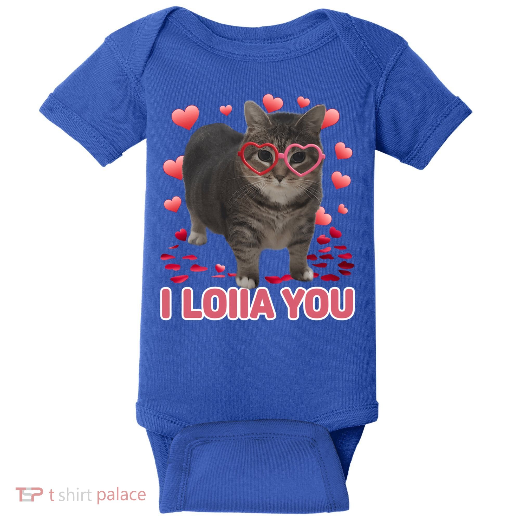 I Love You Oiia Cat Funny Spinning Cat Valentines Day Gift Baby Bodysuit