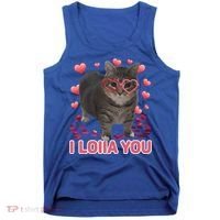 I Love You Oiia Cat Funny Spinning Cat Valentines Day Gift Tank Top thumb 0