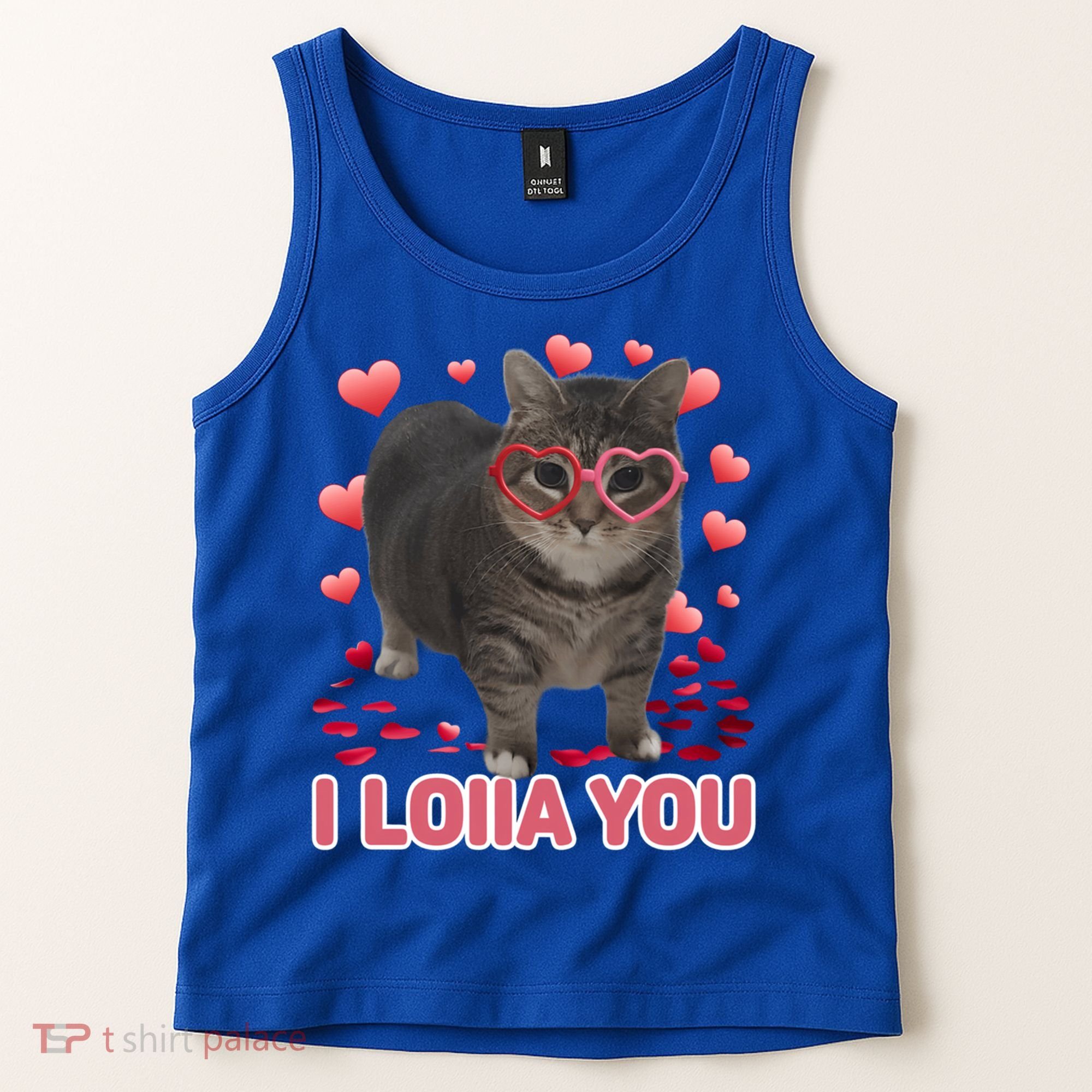 I Love You Oiia Cat Funny Spinning Cat Valentines Day Gift Tank Top