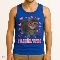 I Love You Oiia Cat Funny Spinning Cat Valentines Day Gift Tank Top thumb 3
