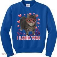 I Love You Oiia Cat Funny Spinning Cat Valentines Day Gift Kids Sweatshirt thumb 0